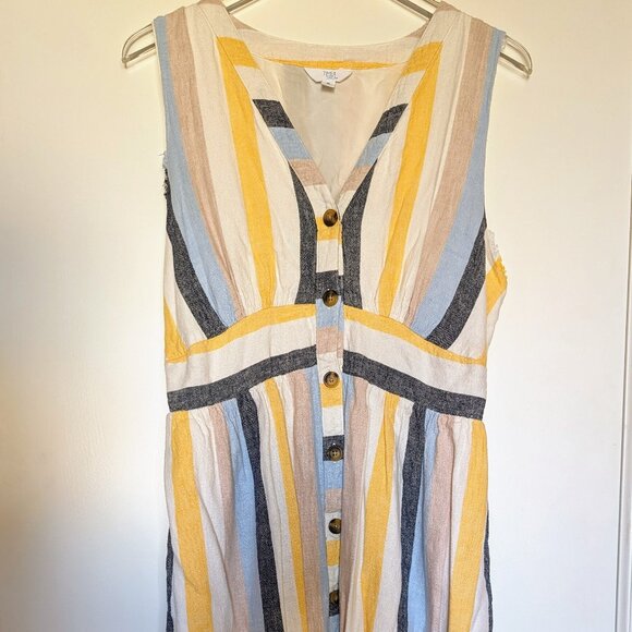 Striped Linen Midi Dress - Picture 1 of 5